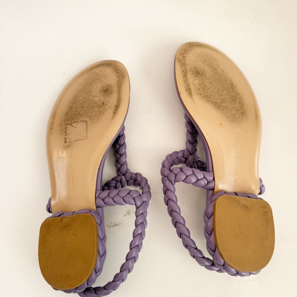 Gianvito Rossi Ravello Braided Napa Thong Lavender Leather Sandals Size 37.5 - Picture 6 of 7